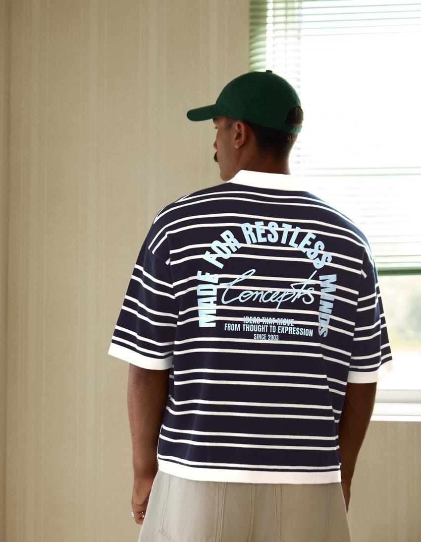 Polo gráfico rayas-Marino