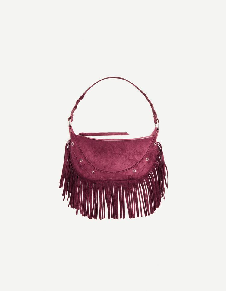 Faux suede bag with fringing