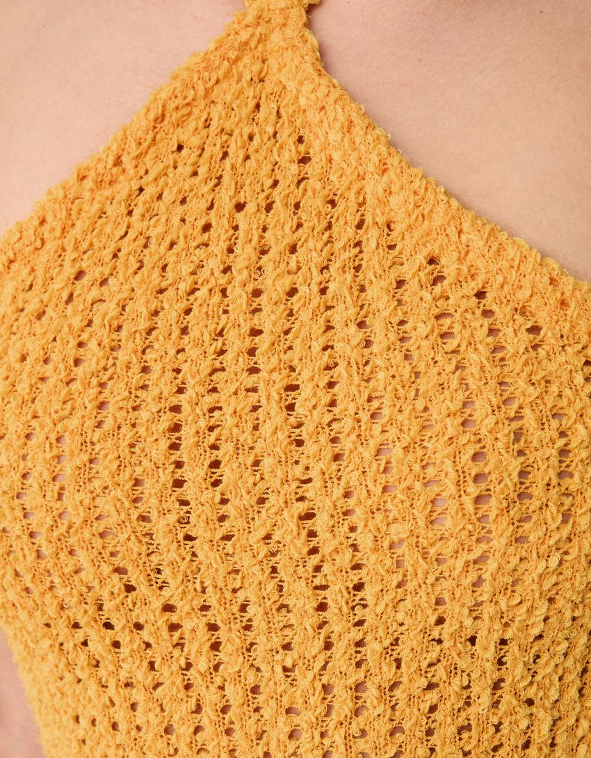 فستان ميدي هالتر ريفي-برتقالي-5