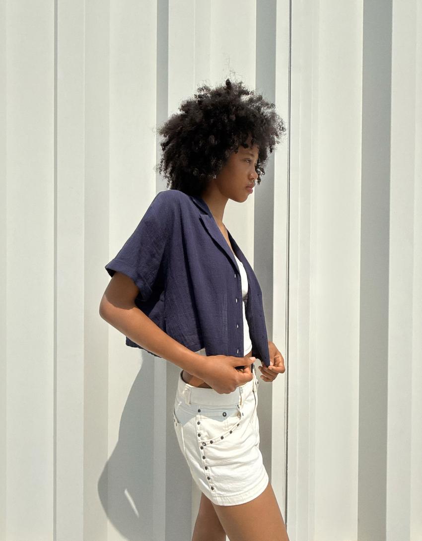 Textured rustic short sleeve shirt - BSK Teen | Bershka