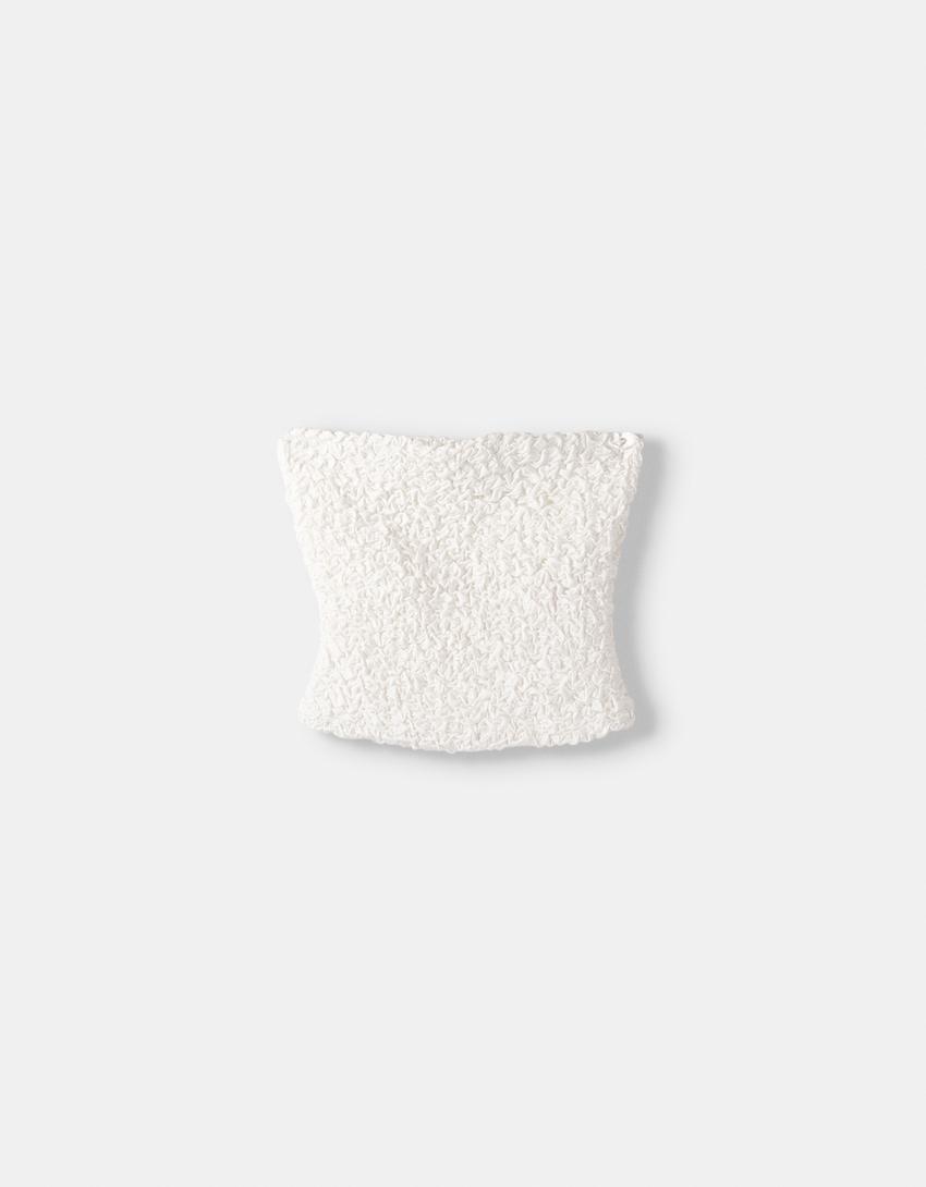 توب شريطي بغرزة وافل-أبيض مطفي-4