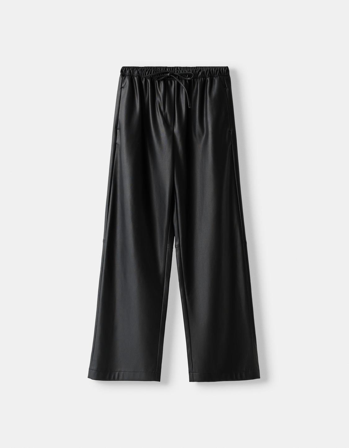 Pantalon large similicuir