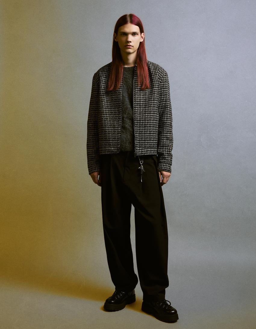 Blouson cropped chenille-Noir