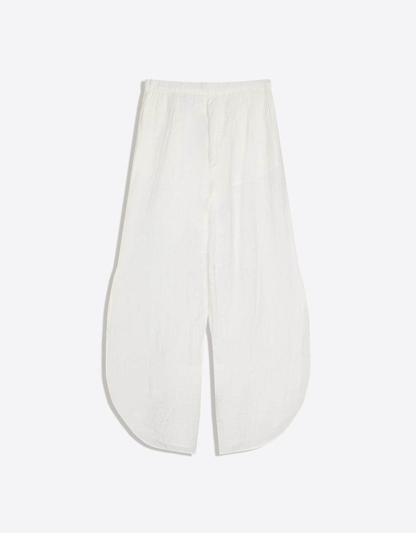 بنطلون فضفاض-أبيض مطفي