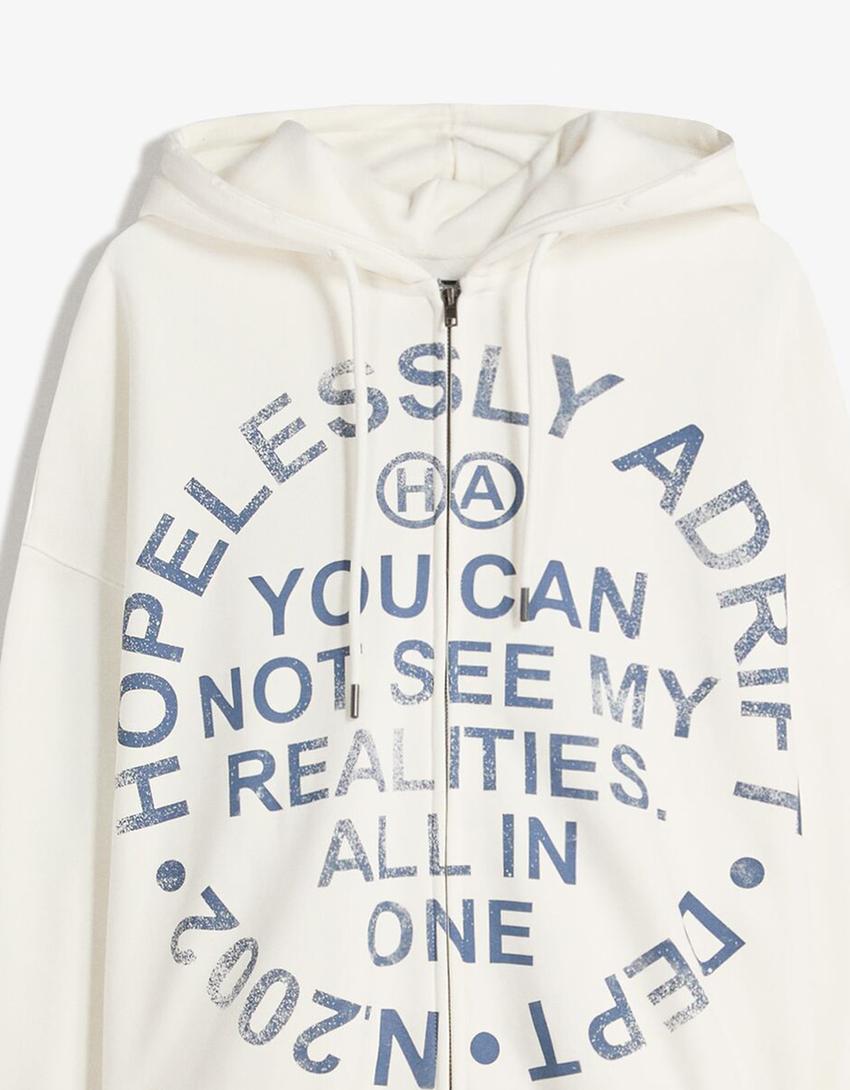 Sudadera cremallera print-Beige-2