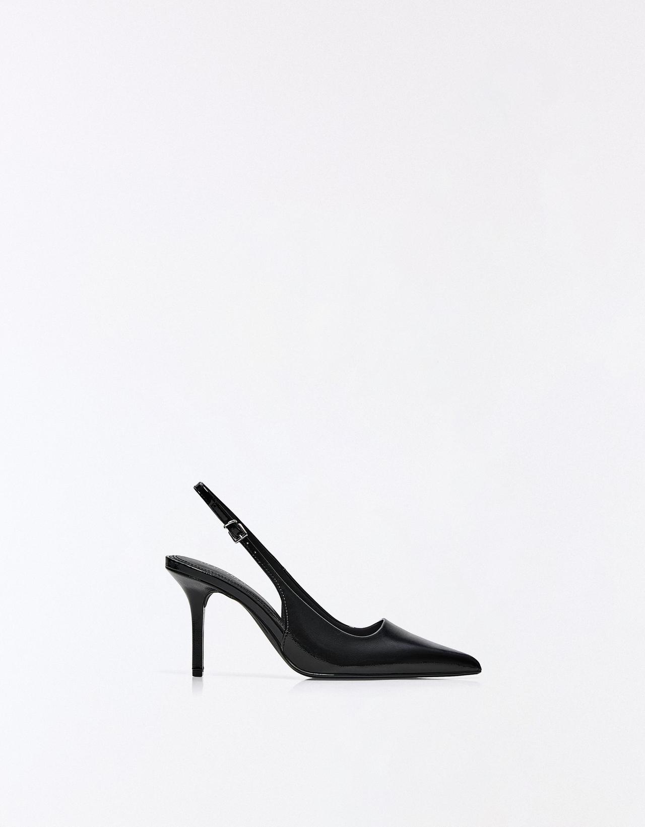 High-heel slingback shoes — BLACK