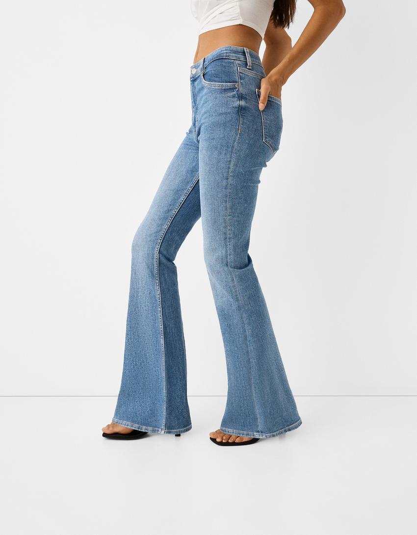 Jean flare-Bleu lavé-3