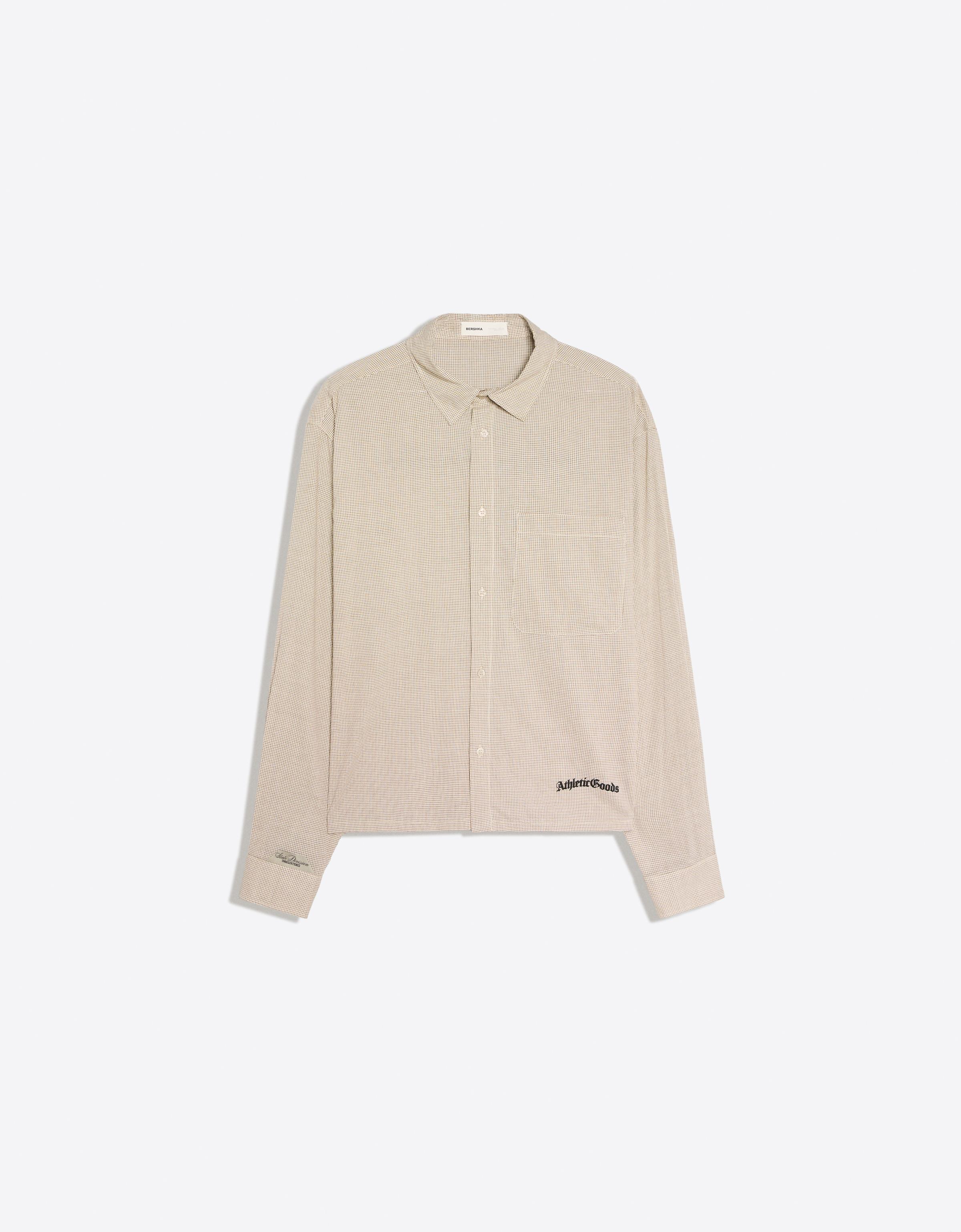 Long sleeve check print shirt — Beige