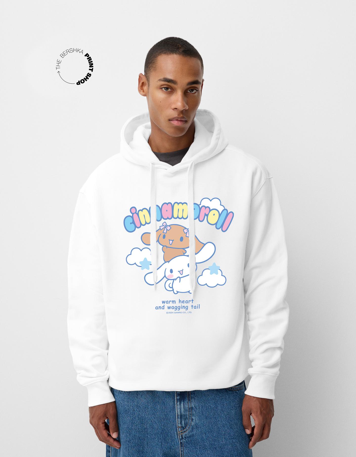 Bershka Sudadera Cinnamoroll Capucha Oversize Print Hombre Xs Blanco