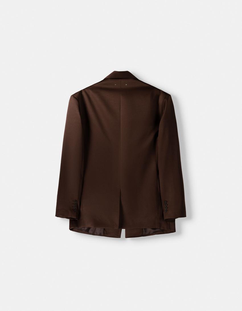 Veste tailleur bouton-Marron-5