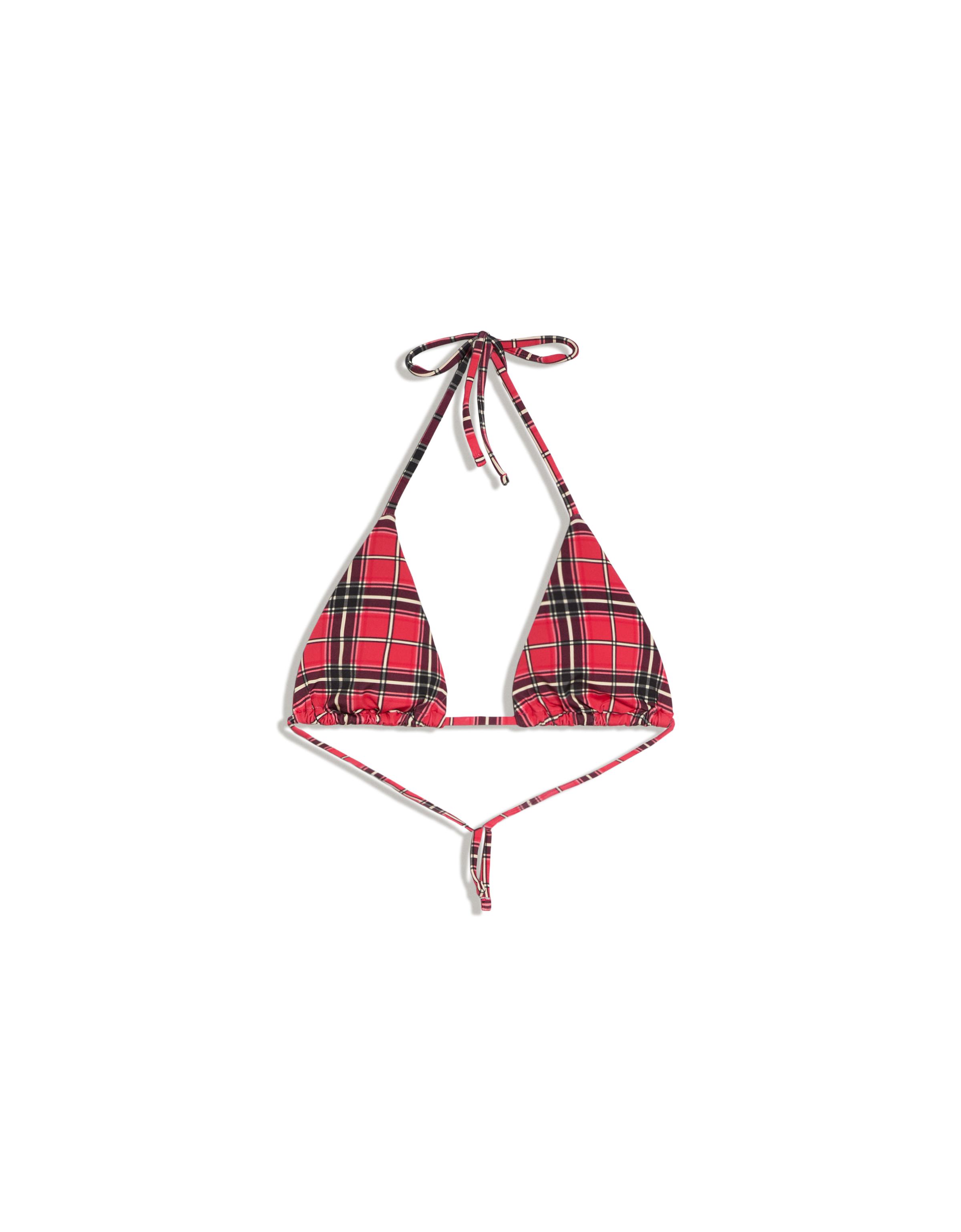 Check triangle bikini top — Red