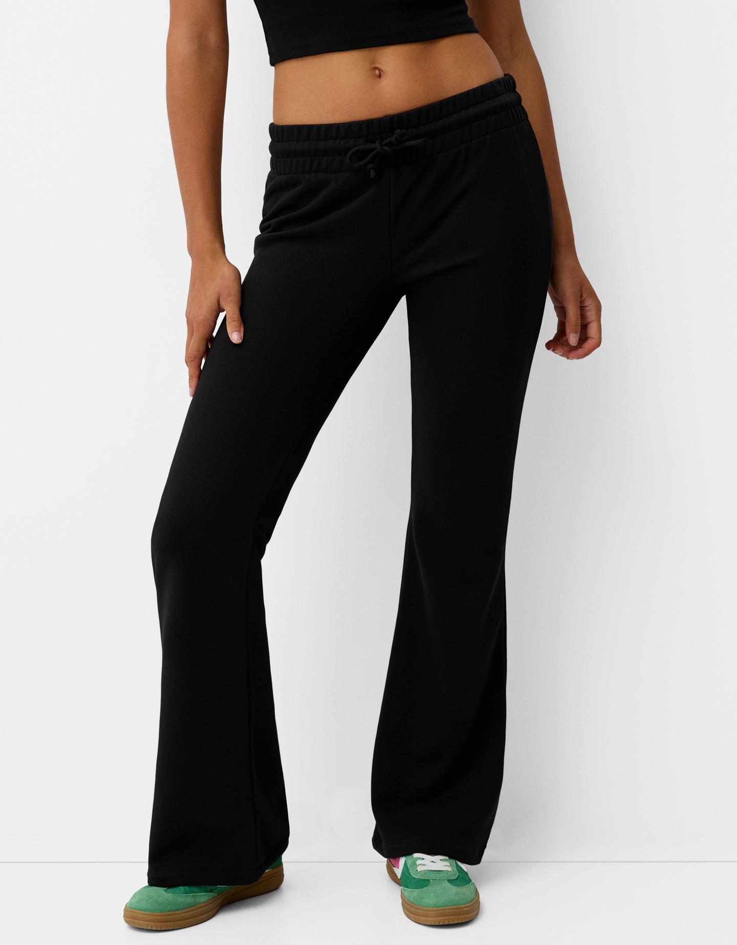 Bershka Pantaloni Felpati Flare Donna S Nero