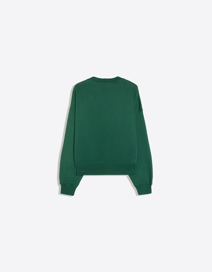 Sudadera cuello redondo print-Verde