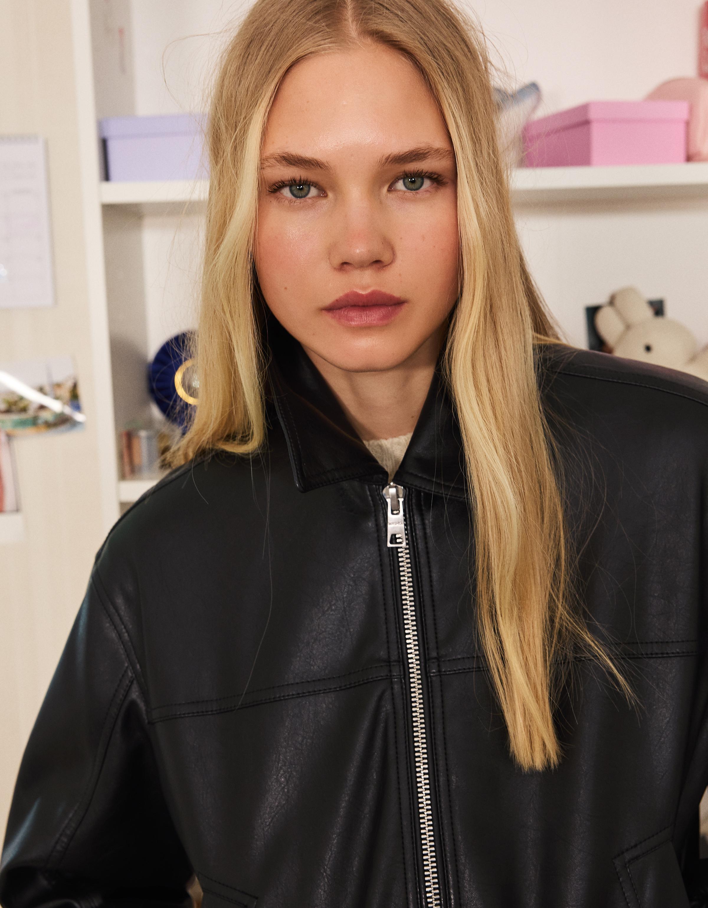 Leather effect jacket — Black
