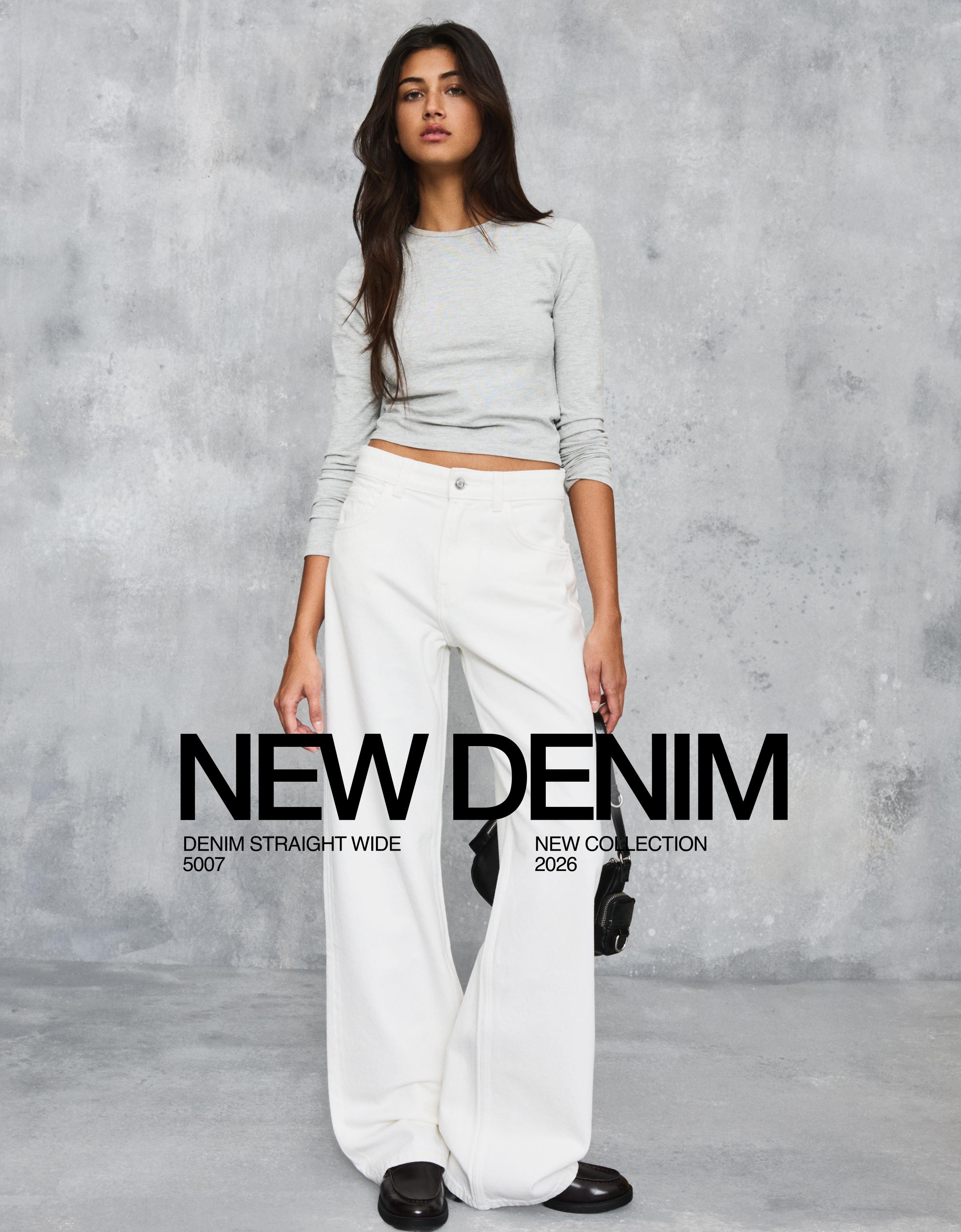 Yüksek bel straight fit geniş paça jean