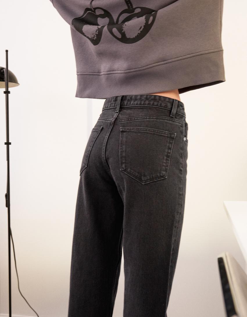 Jeans mom high rise confort-Negro-1
