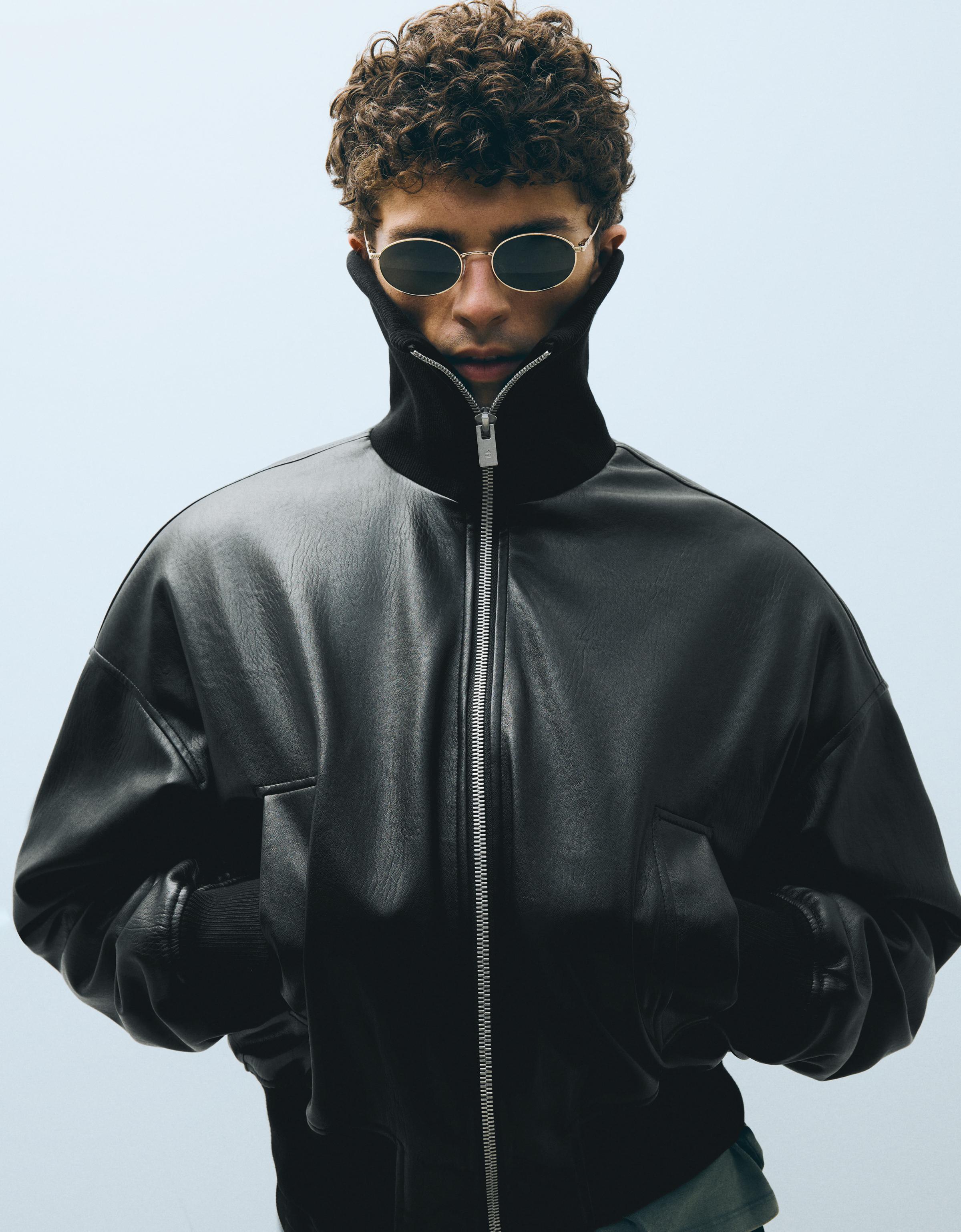 Leather effect jacket — Black