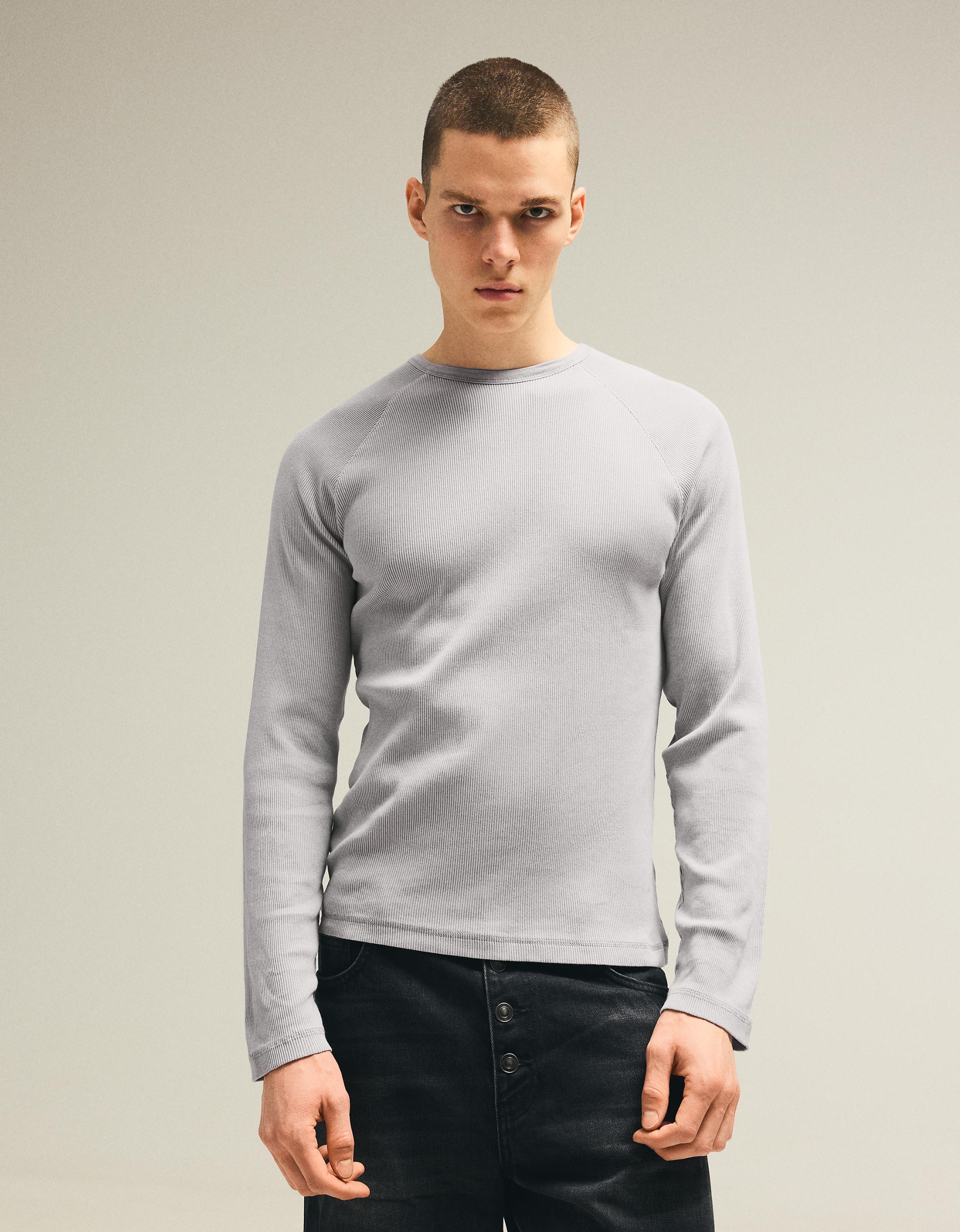 Slim-fit long-sleeved T-shirt — Grey