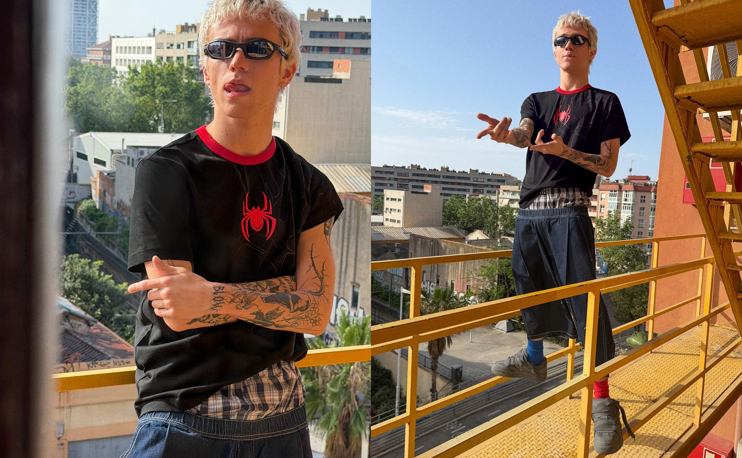 Bershka SPIDER-MAN baskılı kontrast t-shirt görsel 7