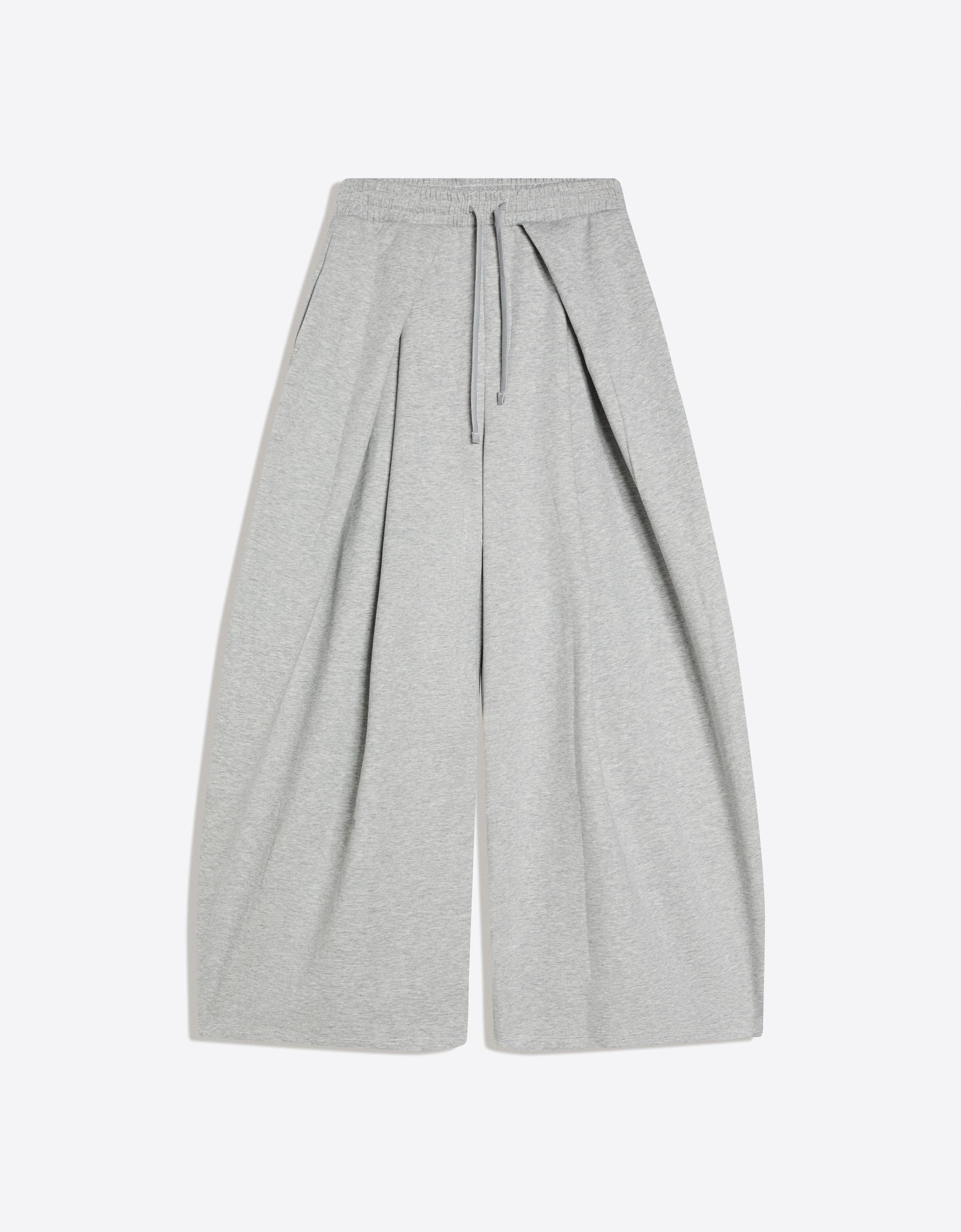 Neoprene effect wide-leg trousers with stoppers — Grey