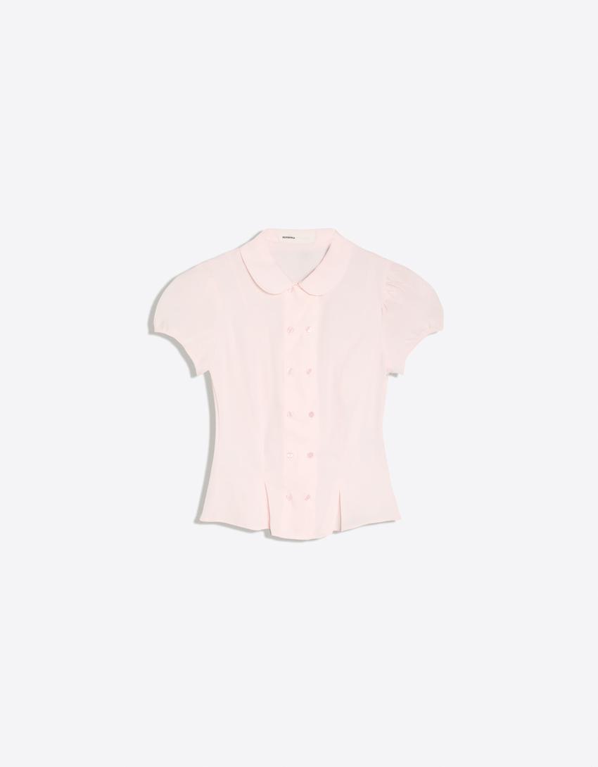 Short sleeve Peter Pan collar shirt-Pink