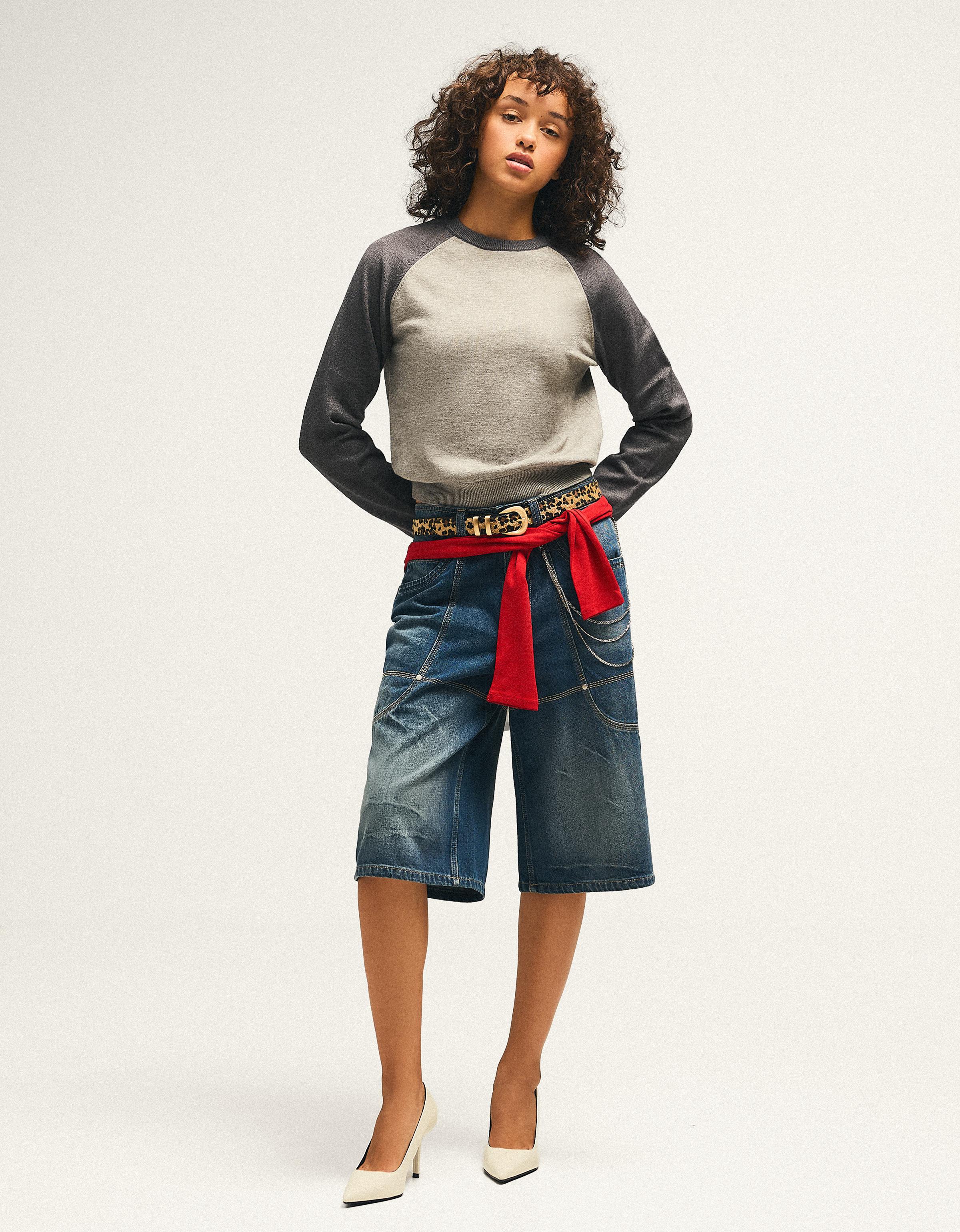 Round neck raglan jumper — Grey