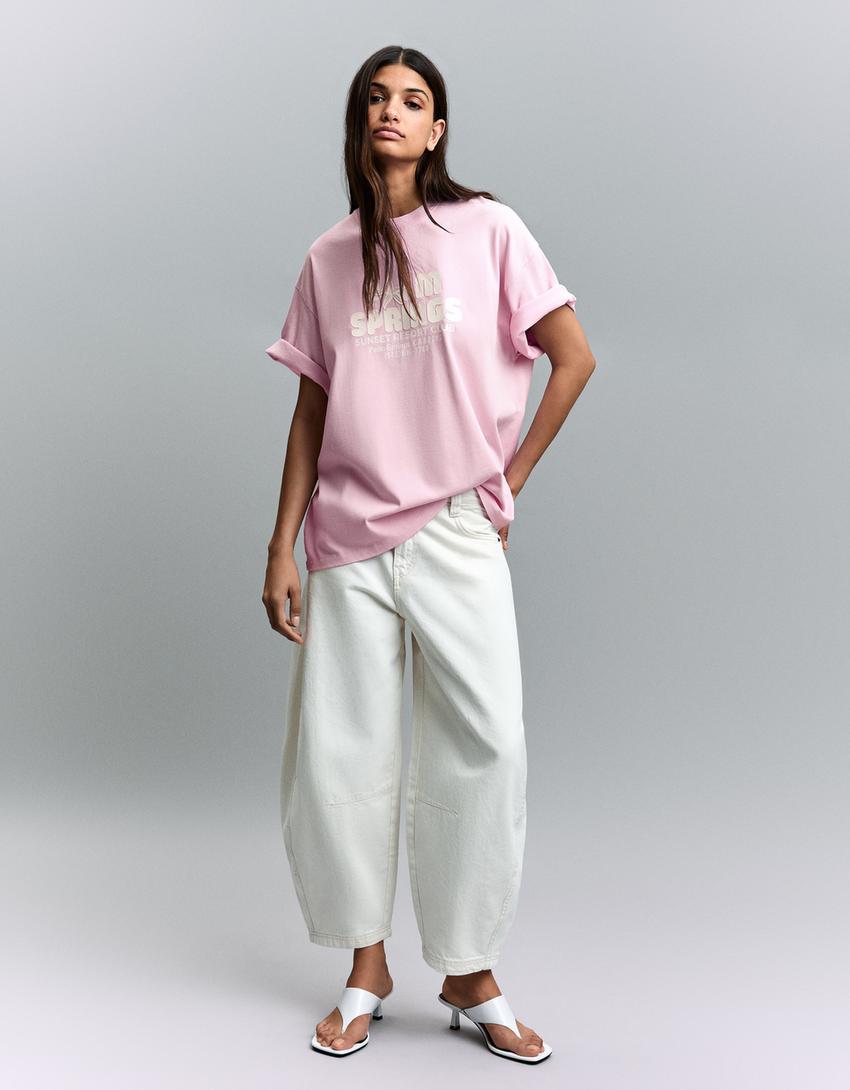 Camiseta manga corta print-Rosa