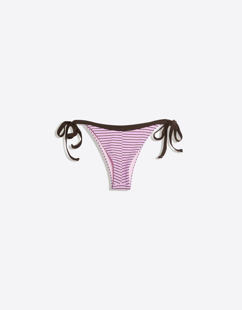 Contrast brazilian bikini briefs-Pink