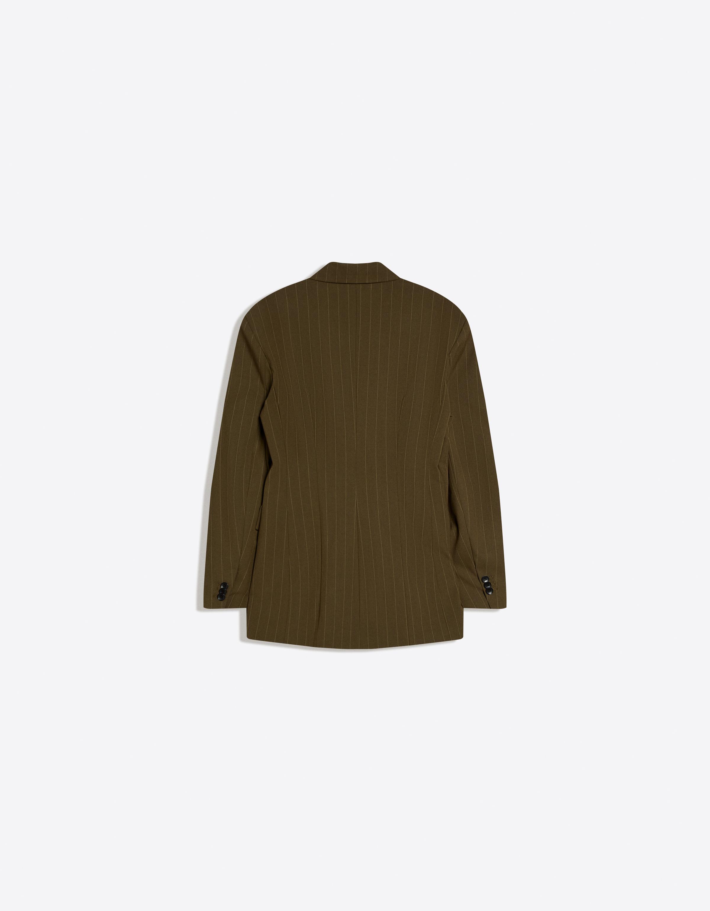 Striped double-breasted blazer — Khaki