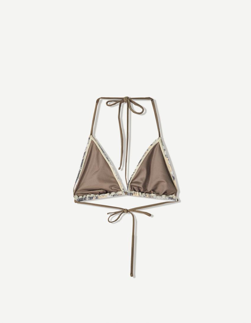 Bikini-Top mit Print-Grau-4