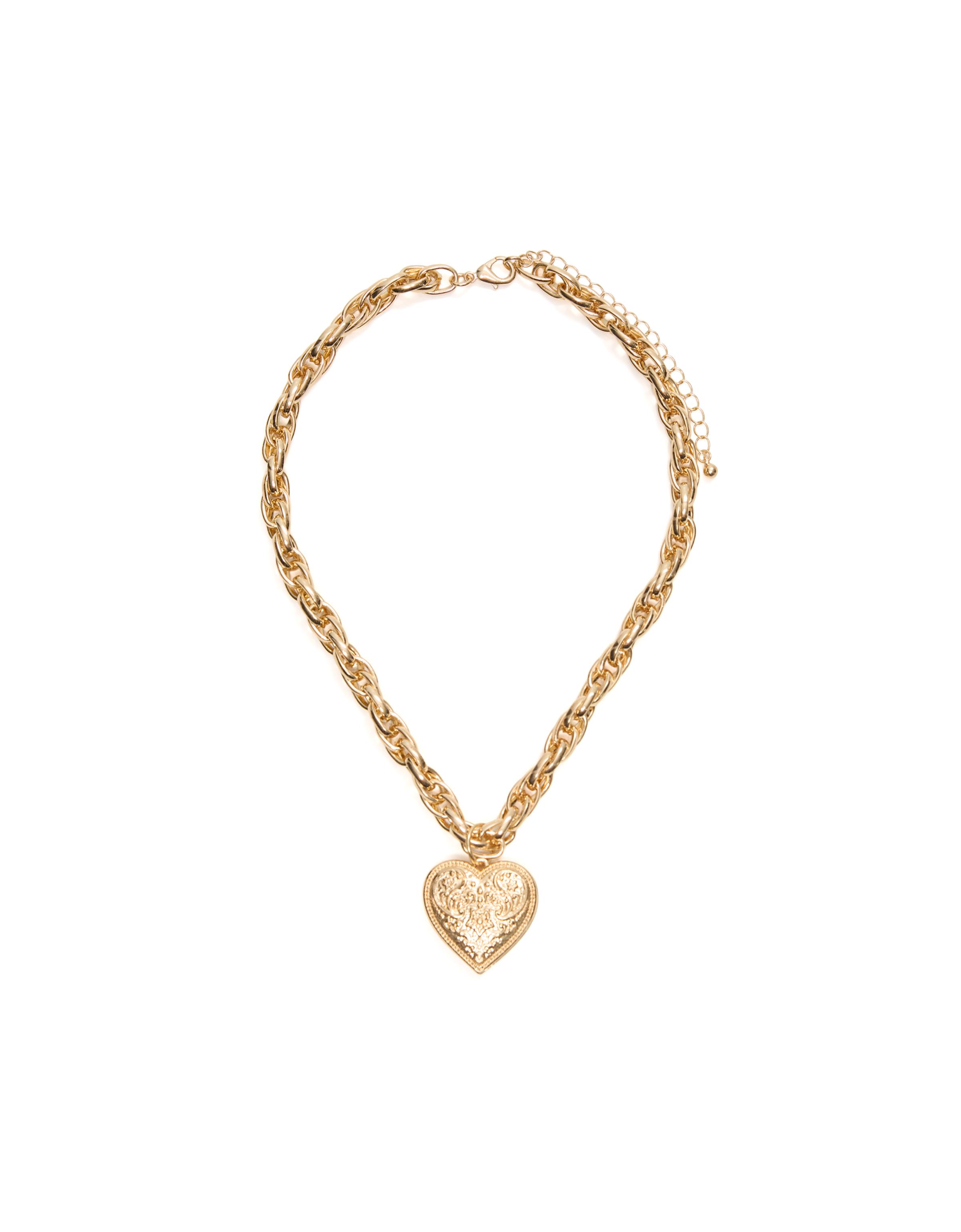 Chunky heart chain necklace — Gold