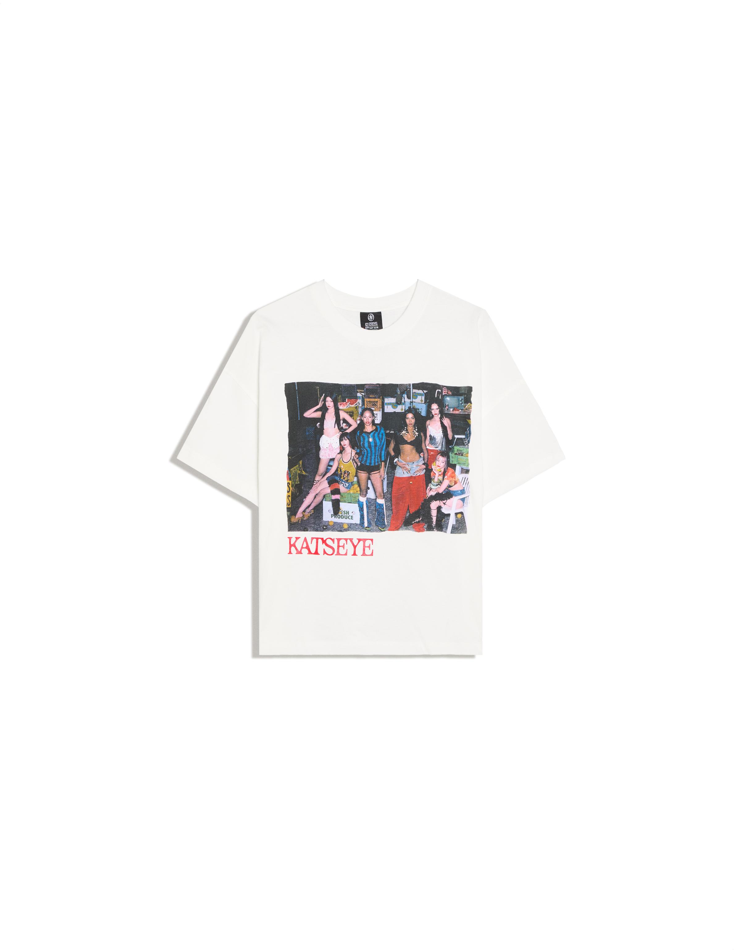 KATSEYE oversize print T-shirt — Off white