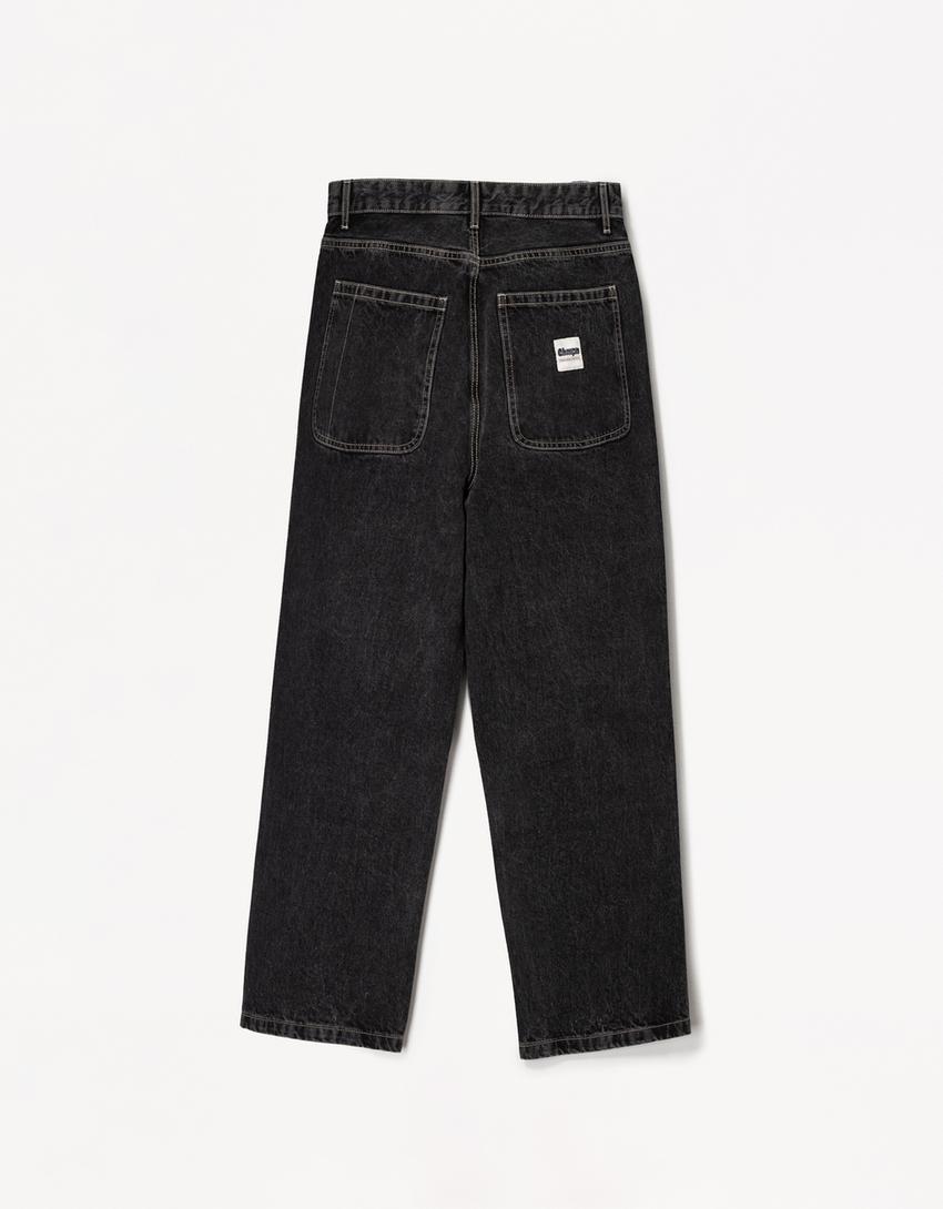 Loose-fit baggy jeans-Black-4
