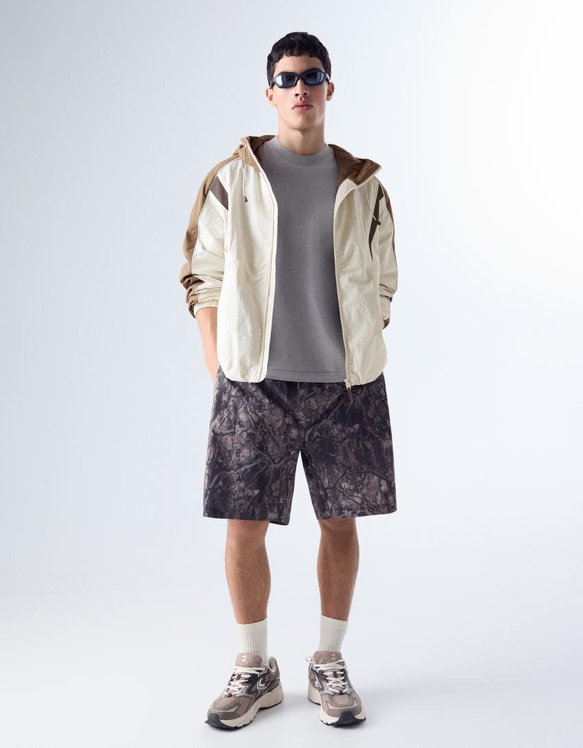 Technical hooded jacket-Brown