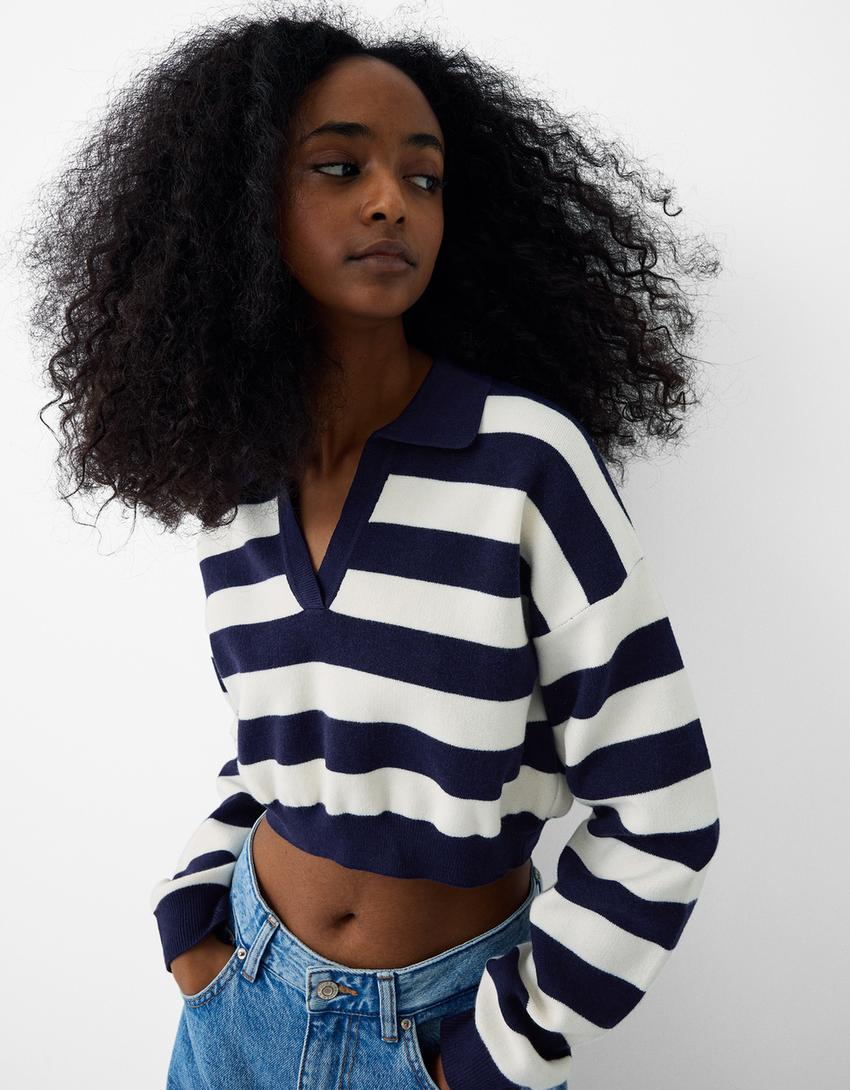 سويتر بياقة بولو وخطوط-أزرق-3