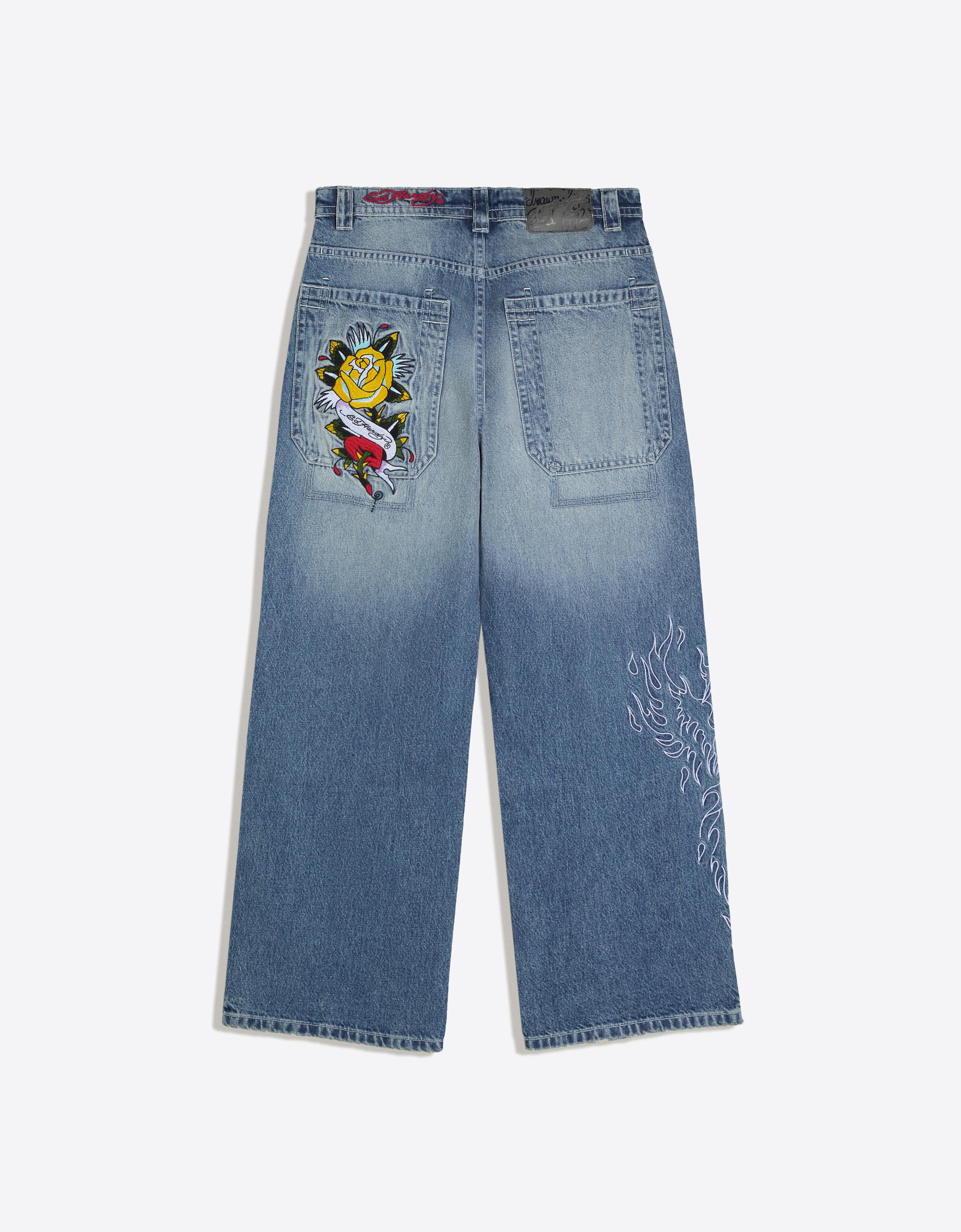 ED HARDY X BERSHKA jeans — Light blue