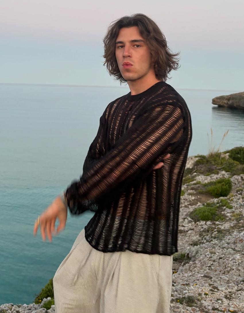 Jersey de punto calado-Negro