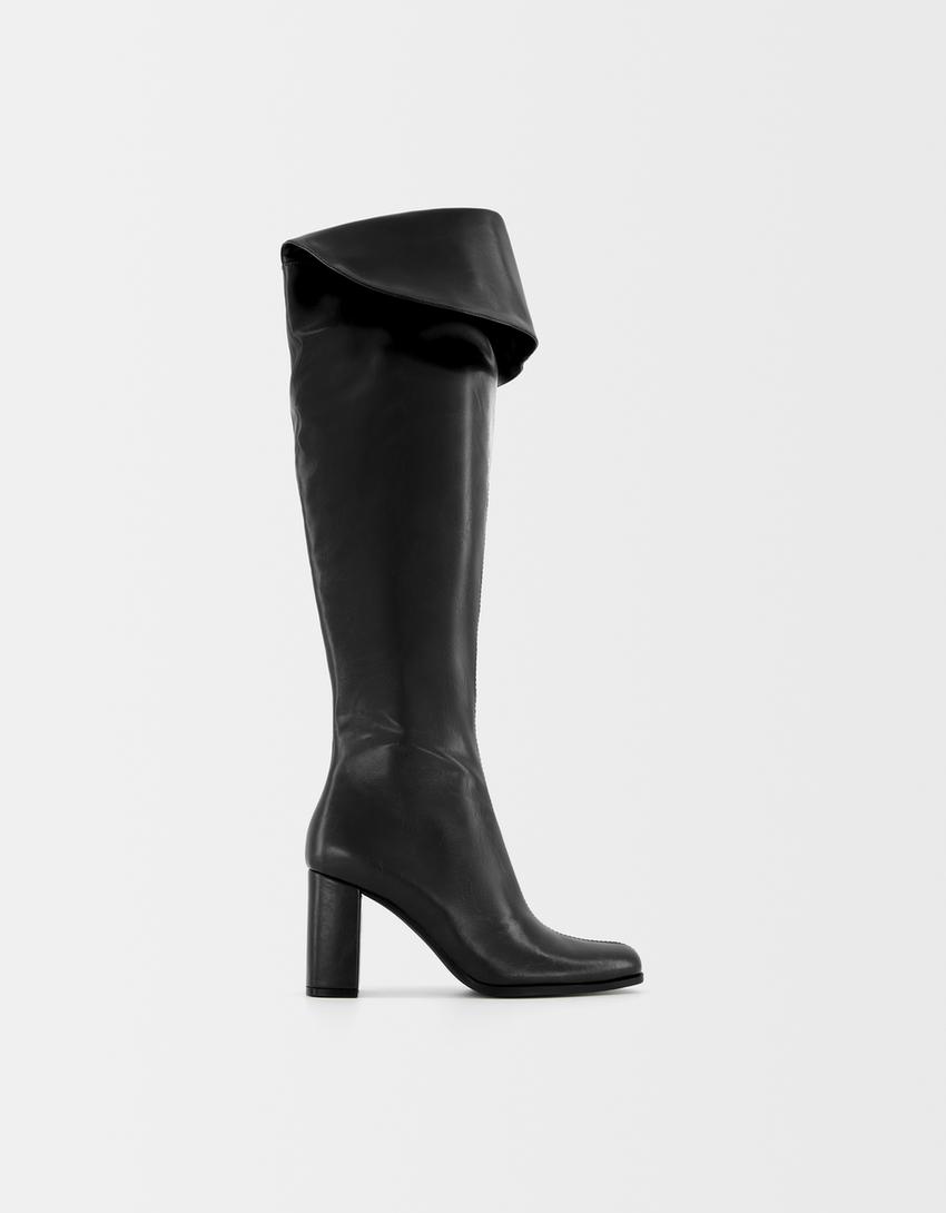 Over-the-knee high-heel boots - Women | Bershka