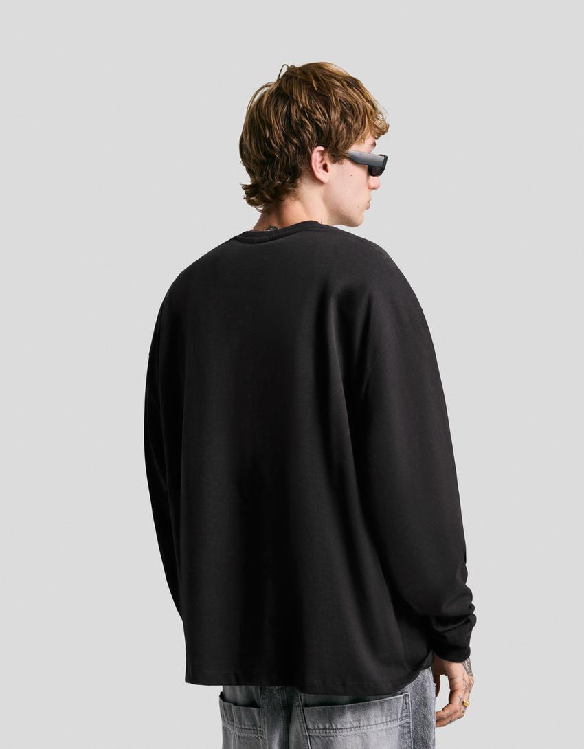 Camiseta manga larga boxy-Negro-1