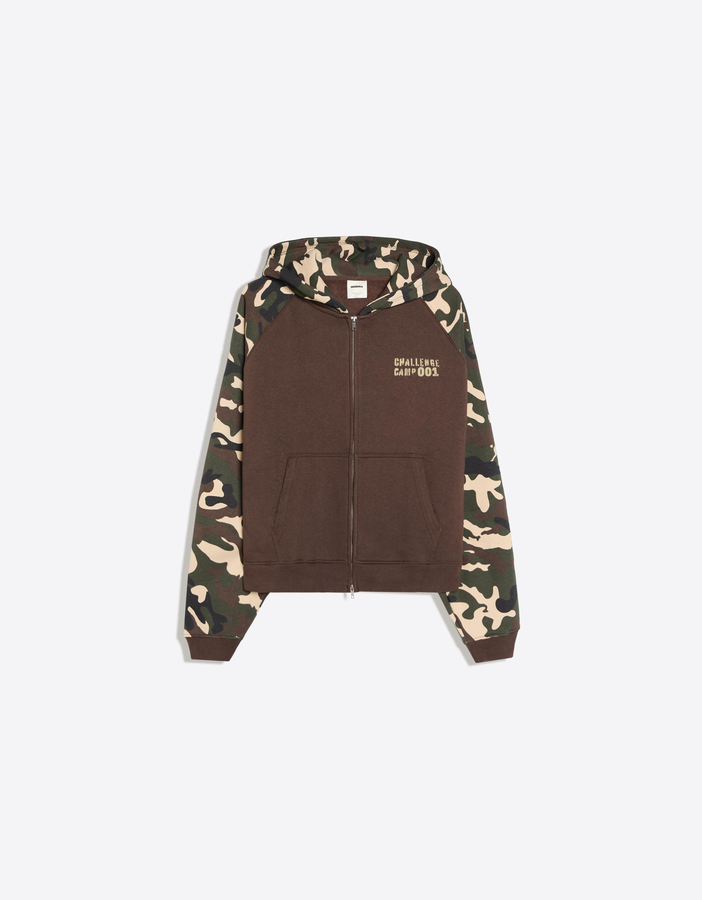 Raglan print hoodie — Khaki