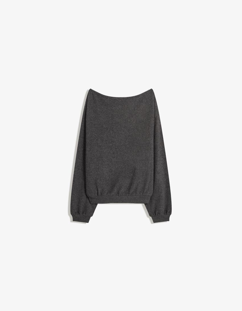 Camisola de malha com tachas-Cinza