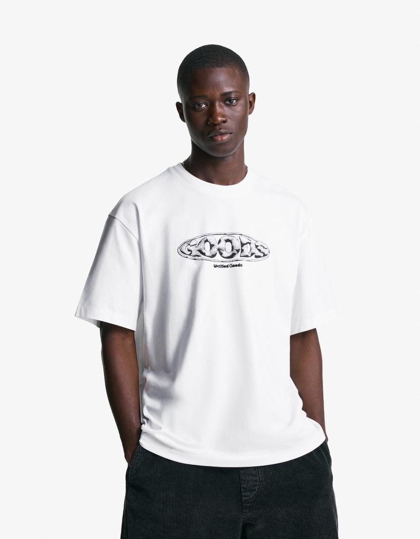 Short sleeve T-shirt with print-White-0