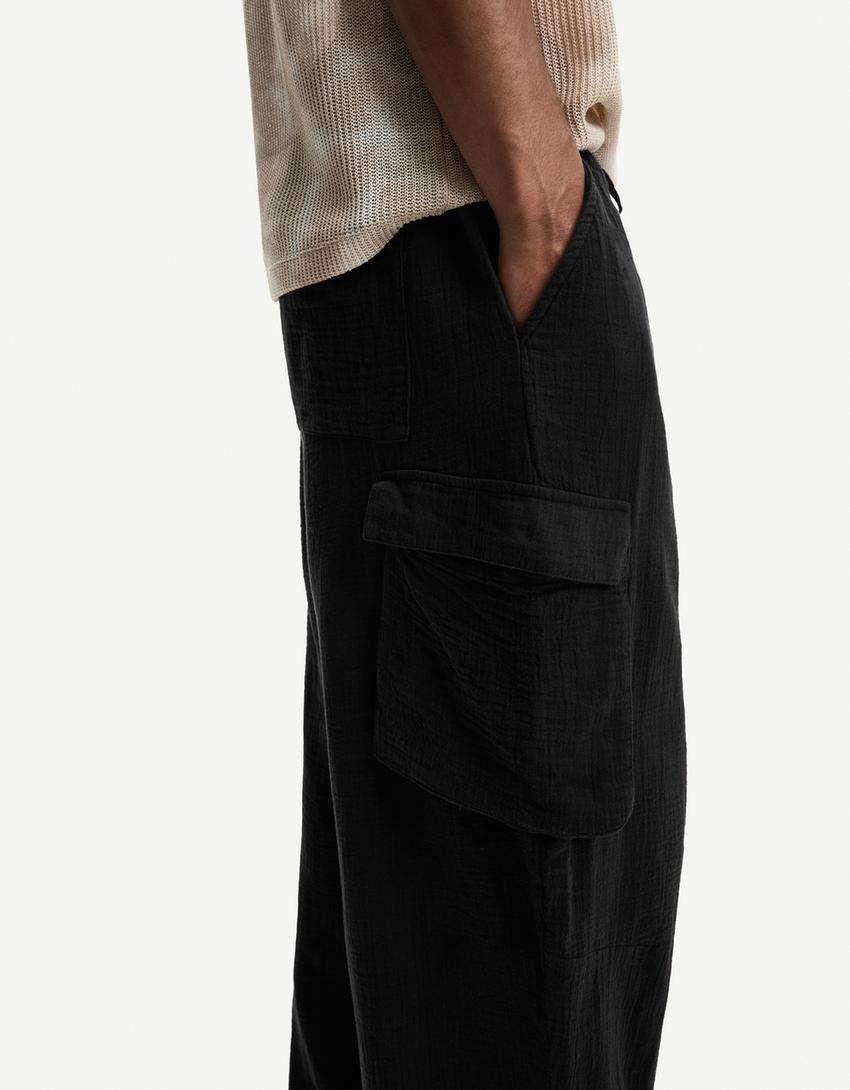 Pantalon cargo skate-Noir-1