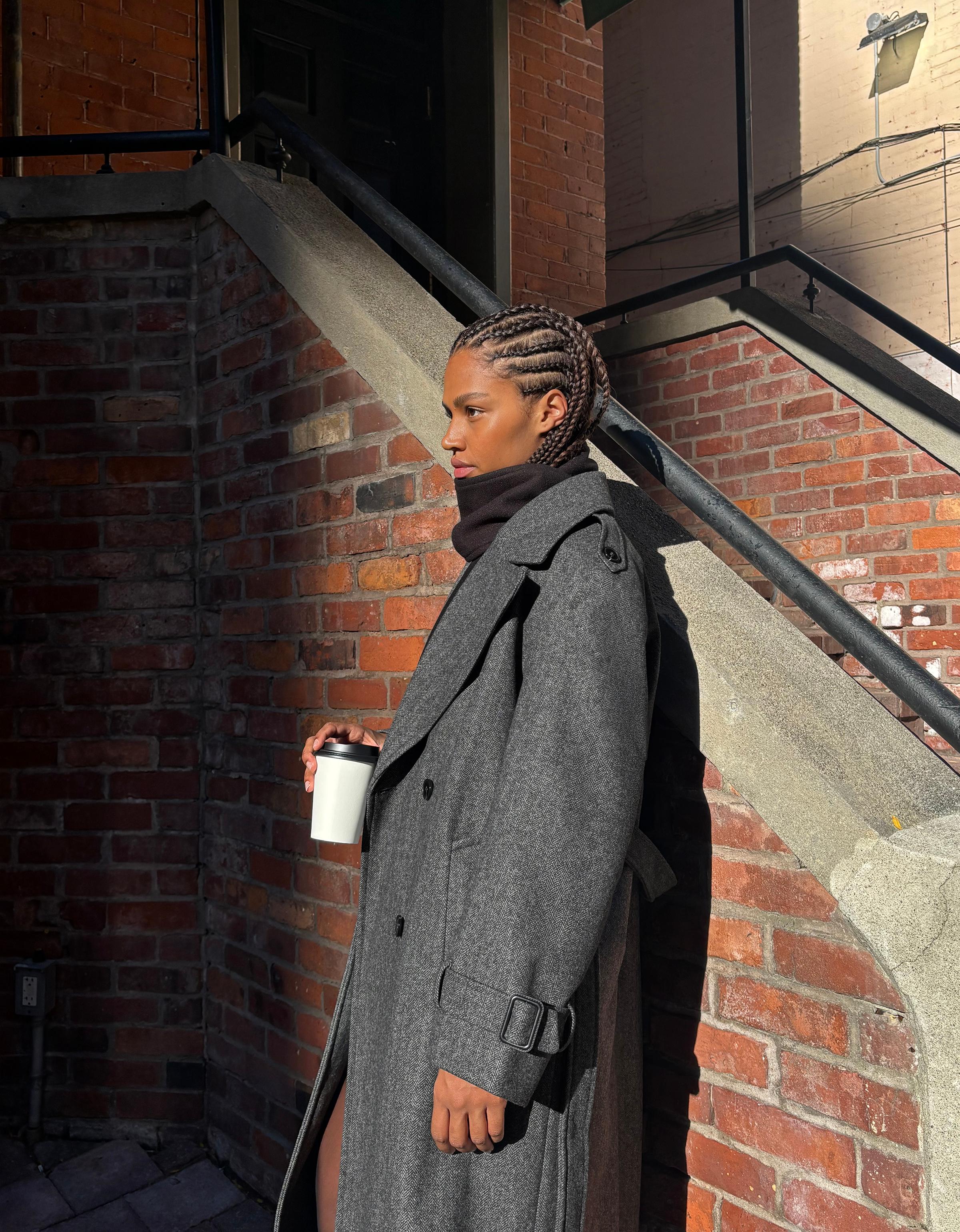 Bershka Oversize-Trenchcoat Mit Wollanteil Damen Xxs Grau