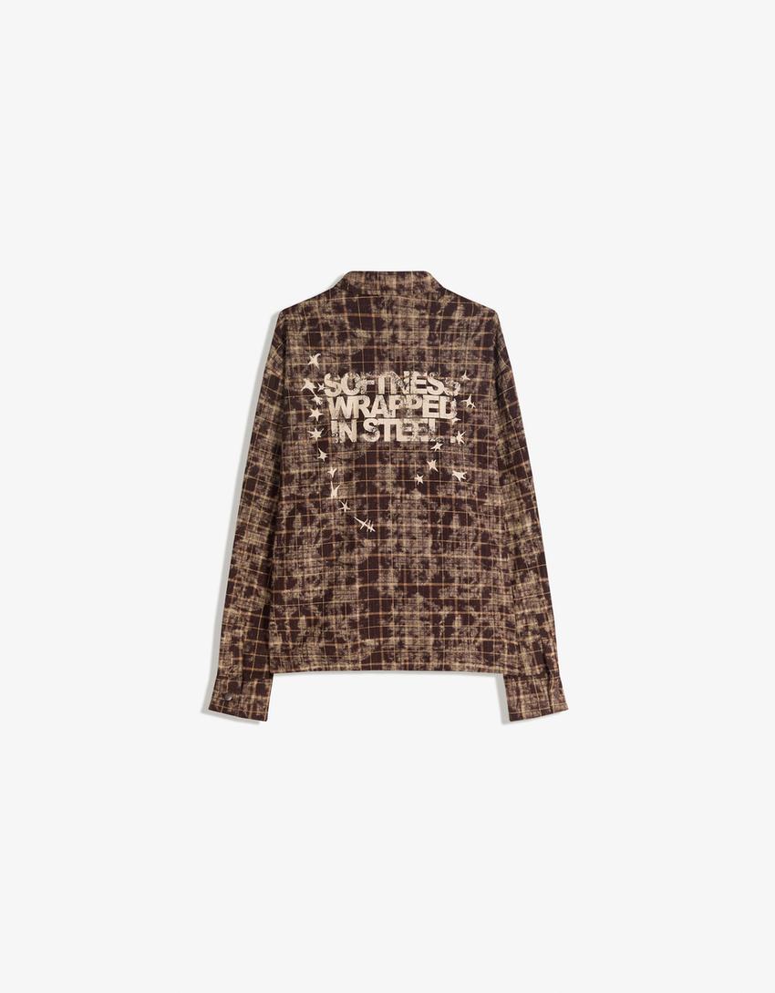 Camisa oversize cuadros-Marrón