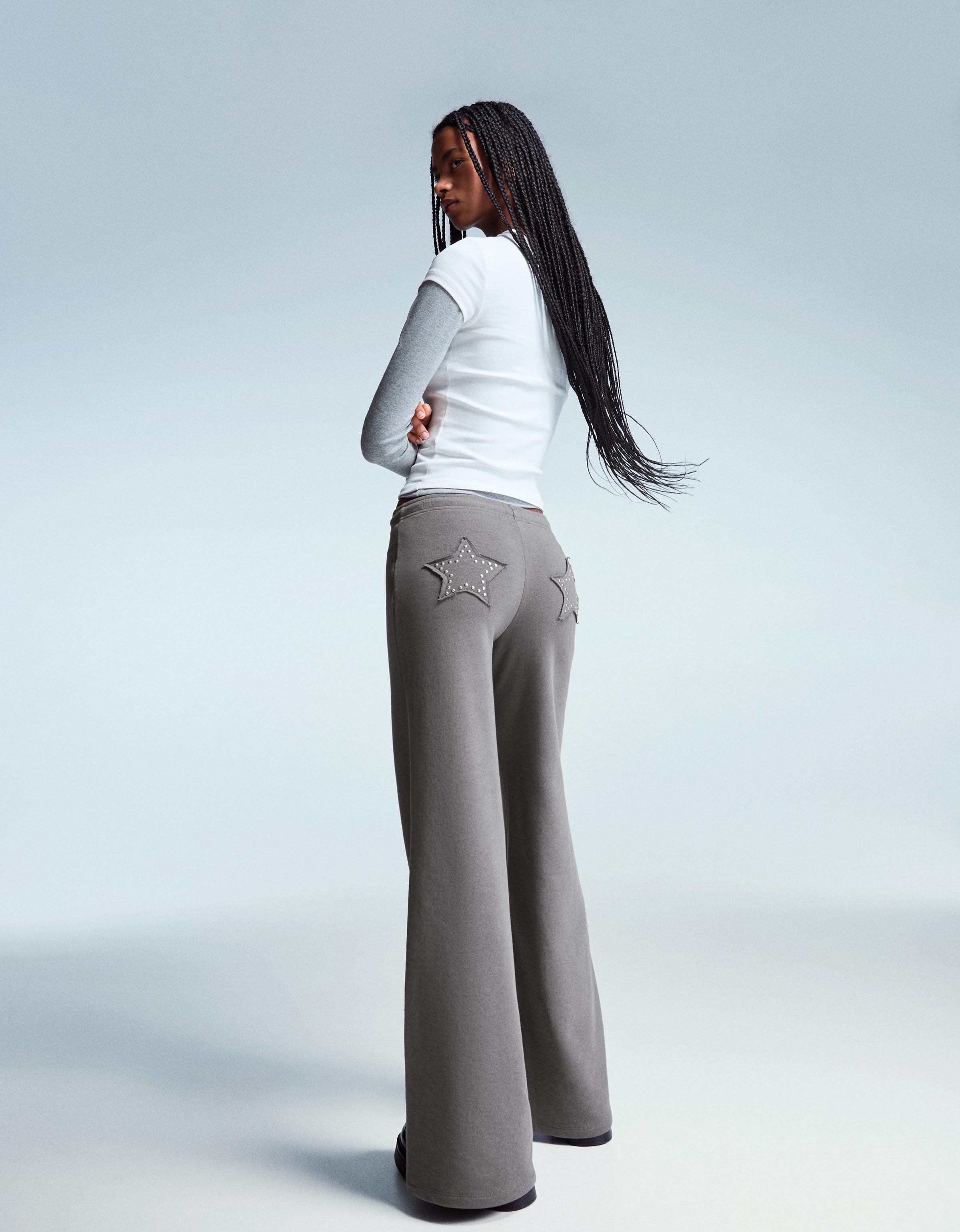 Bershka Jogginghose Mit Nieten Damen M Grau