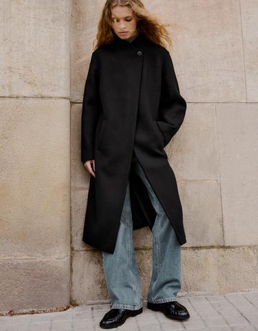 Wool-blend double-breasted coat — Black 5