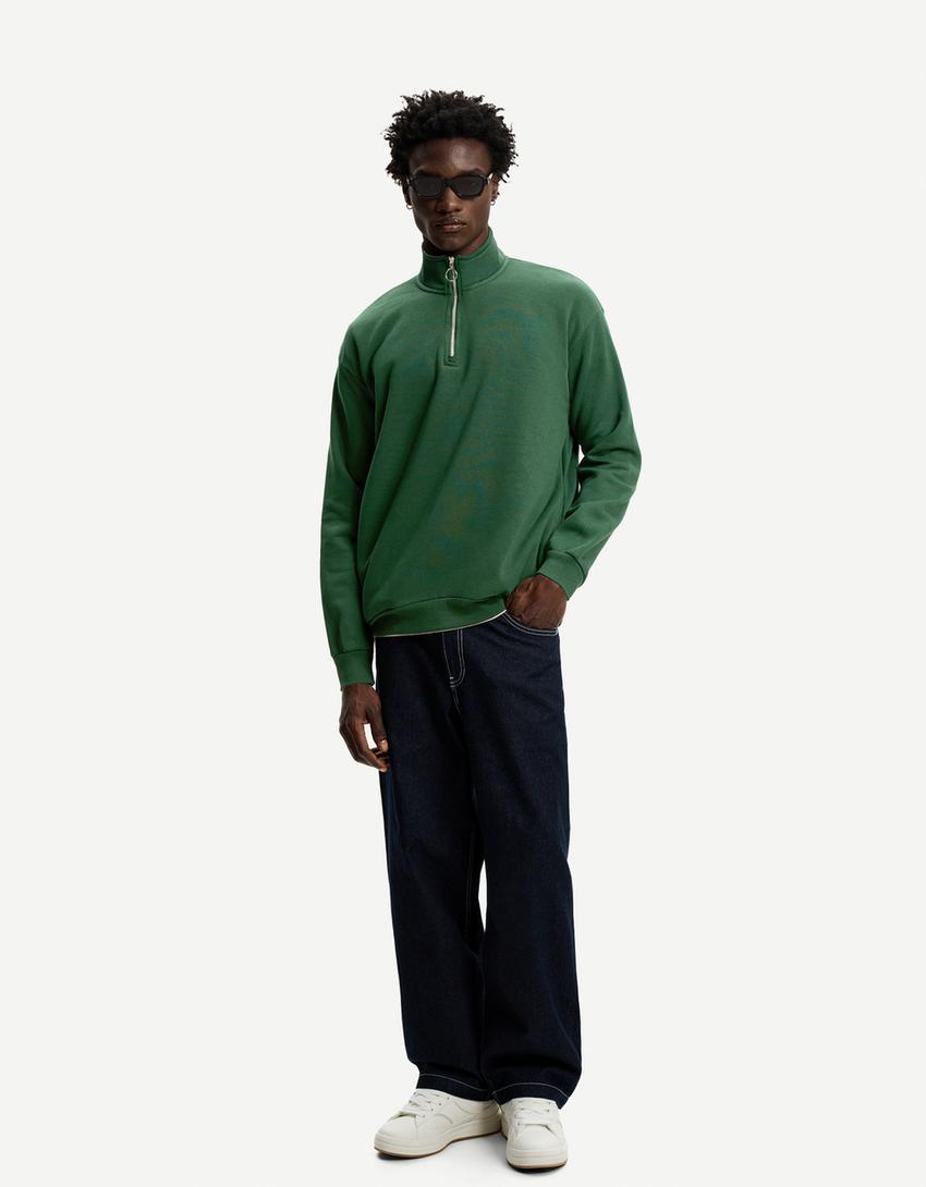 Oversize-Sweatshirt mit Rollkragen-Grün-3