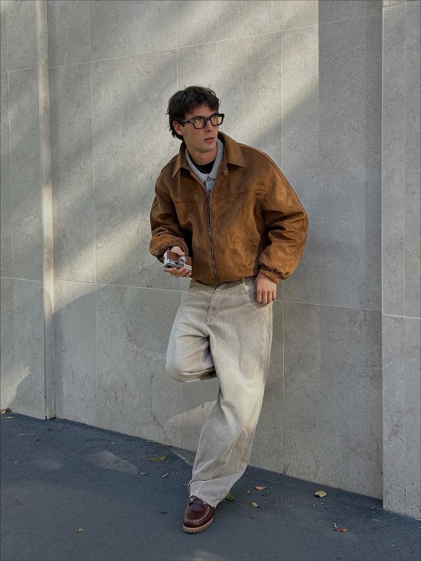 Faux suede jacket-Sand