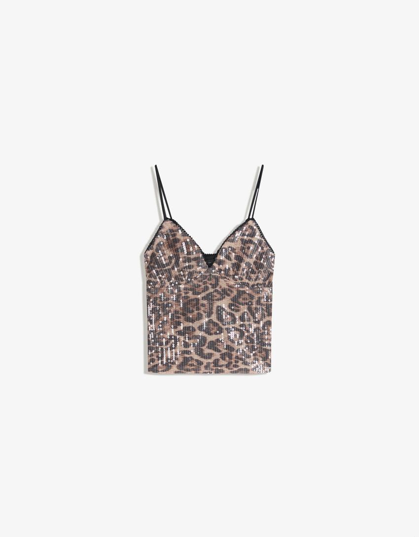 Strappy sequin top-Multicolored